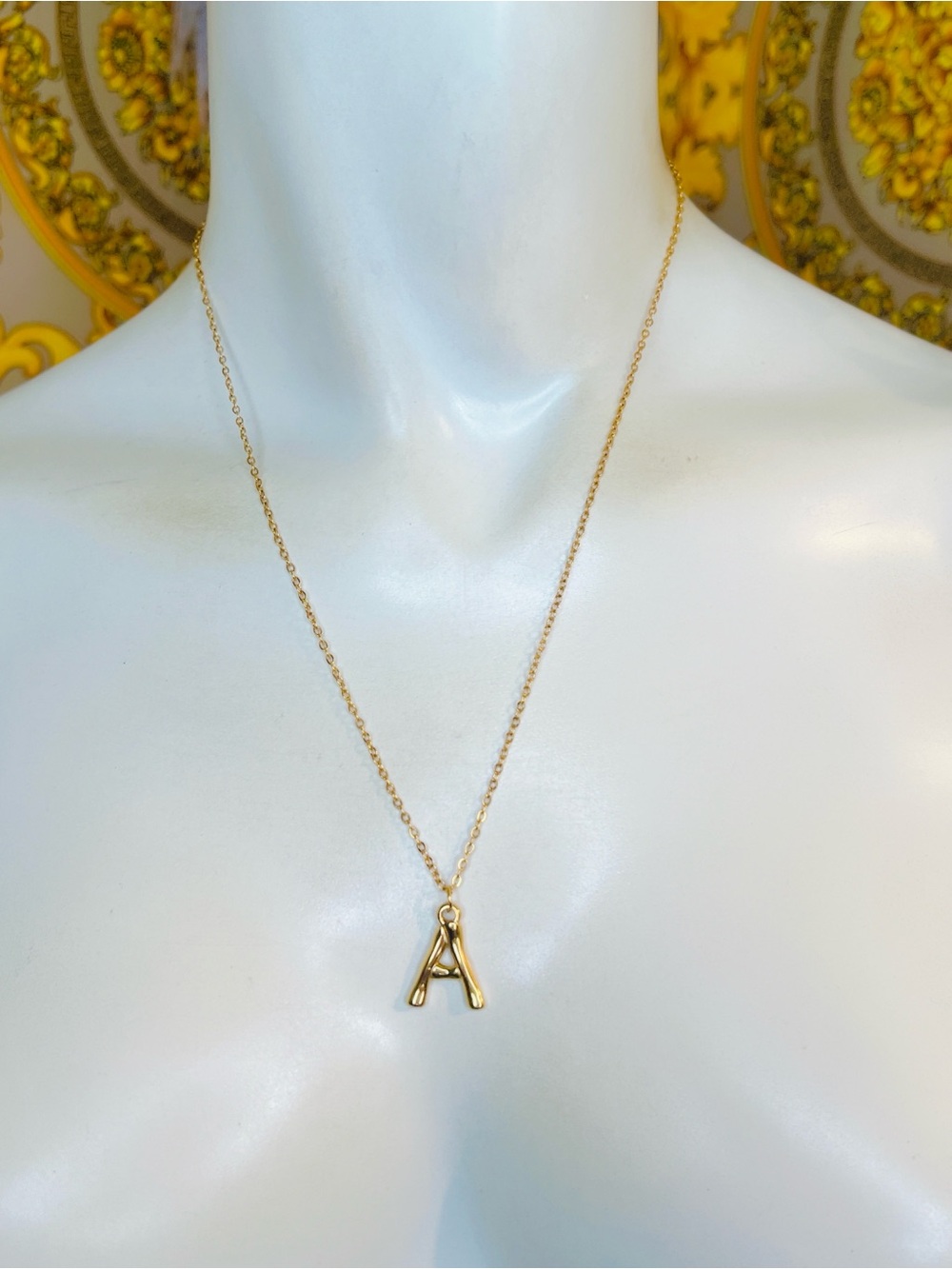18k yellow gold plated A necklace initial letter waterproof 18” to 21” chain